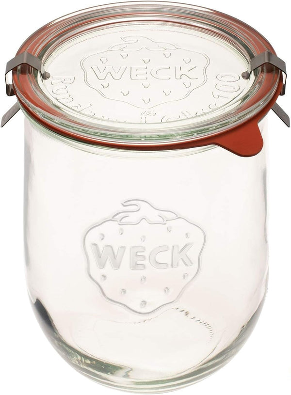 Tulip Jar - Sour Dough Starter Jars for Sourdough - 1 X  745 Large Clear Jar with Wide Mouth - 1 Liter Includes Glass Lid, Rubber Seal and Steel Clips1