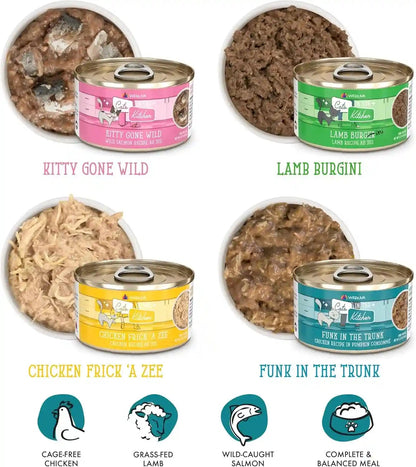 Weruva Cats in the Kitchen, Kitchen Cuties Variety Pack, Wet Cat Food, 3.2Oz Can (Pack of 12)4
