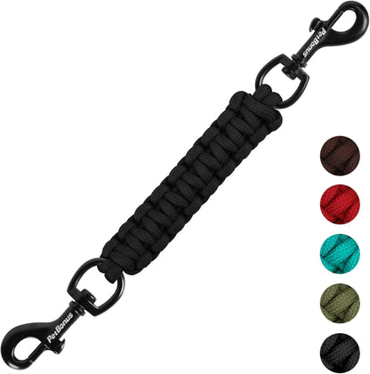 Petbonus Dog Collar Safety Clip, Handmade Prong Collar to Harness Connector | Dog Leash Backup Safety Strap, Escape Proof, Double Ended Clasp, Lead Connector for Pinch Collar, Harness (Black)1