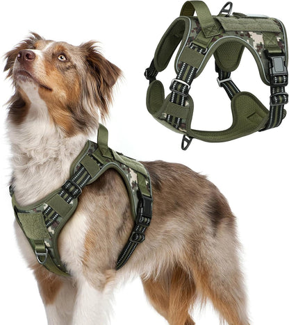 Rabbitgoo Tactical Dog Harness for Large, No Pull Military Service Vest | Molle & Handle, Heavy Duty, Adjustable, Reflective Straps, Easy Control for Training Walking, Black, Large58
