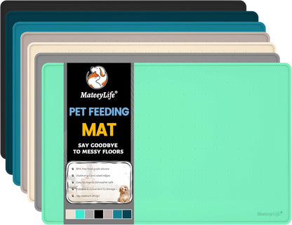 Mateeylife Silicone Cat & Dog Food Mat for Floors Waterproof, Anti-Slip Dog Bowl Mats for Food and Water, Pet Feeding Mats with Lip to Prevent Spills, Pet Placemat for Messy Drinkers to Protect Floors17