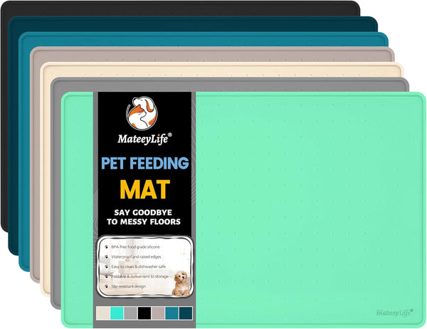 Mateeylife Silicone Cat & Dog Food Mat for Floors Waterproof, Anti-Slip Dog Bowl Mats for Food and Water, Pet Feeding Mats with Lip to Prevent Spills, Pet Placemat for Messy Drinkers to Protect Floors17