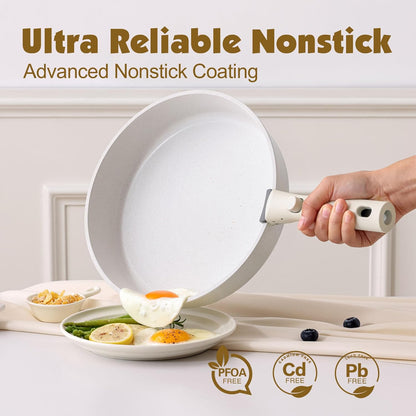 17 Piece Nonstick Detachable Handle Pots and Pans Set White | Removable Handle Cookware Set, Induction Cookware Set with Removable Handle, Healthy Non Stick for RV, Dishwasher ＆ Oven Safe4