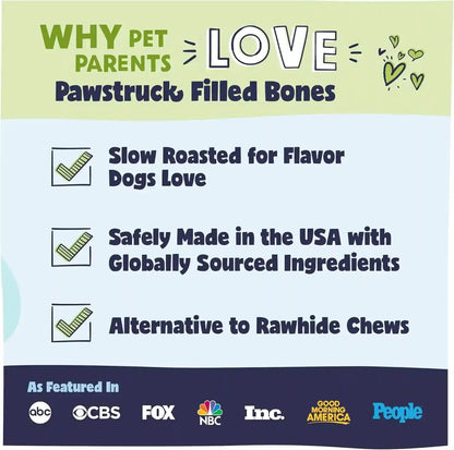 Pawstruck Large 5-6” Filled Dog Bones Variety Pack - Peanut Butter, Cheese & Bacon, Beef Flavors - Made in USA, Long Lasting Stuffed Femur Treat for Aggressive Chewers - Pack of 3, Packaging May Vary3