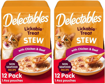 Delectables Non-Seafood Stew Lickable Wet Cat Treats, Chicken, 1.4 Oz (Pack of 12)14
