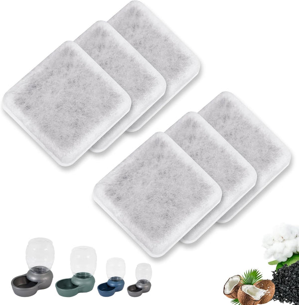 Pet Water Fountain Charcoal Replacement Filters, Pack of 6 | Compatible with Petmate Replendish Mason Gravity Waterer, Cat Fountain Dog Water Bowl Dispenser Carbon Filters Replacement1