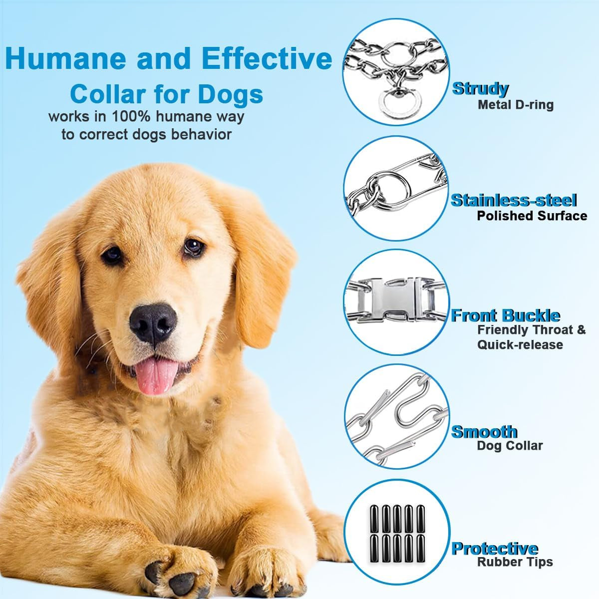 prong-collar-for-dogs-dog-training-collar-for-small-medium-large-dogs-dog-pinch-collar-adjustable-size-no-pull-quick-release-buckle-hook-360-swivel-high-quality-extra-link-and-rubber-cap