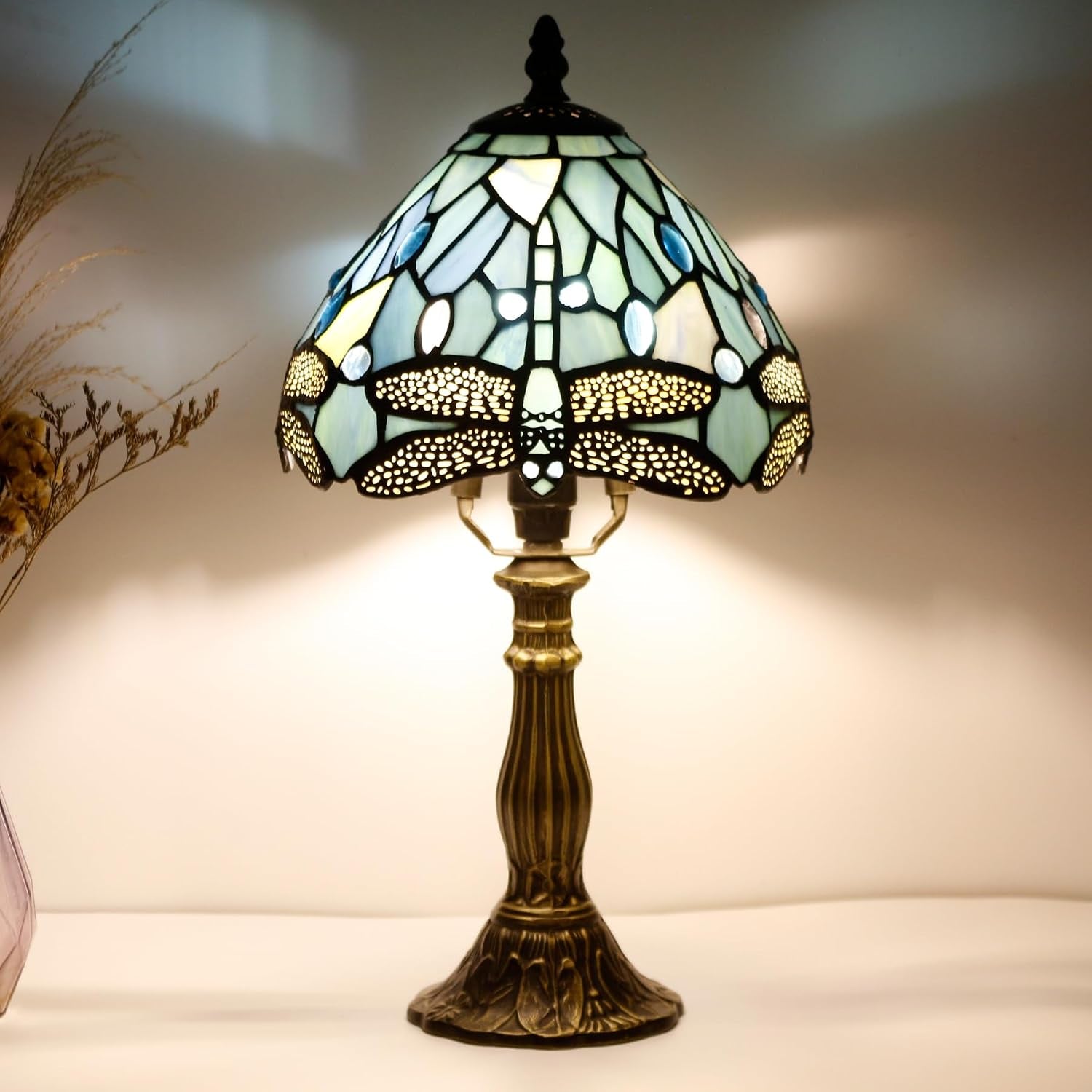 table-lamp-base-replacement-onlyb-4-h-15-inch-fit-for-6-8-10-inch-tiffany-style-stained-glass-lampshade-dark-bronze-finish-resin-push-switch-on-cord