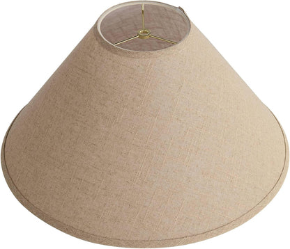Pre-Assembled Laine Fine Extra Large Burlap Empire Shade 6X19X12 (Spider) | 6" Top X 19" Bottom X 10.5" High X 12" Slant Replacement for Table + Floor Lamps Harp + Finial9