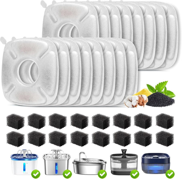 Cat Water Fountain Filter,Pet Fountain Filters Replacement Filters Compatible with Veken 95Oz/2.8L Pet Water Fountain,Contains 4 Cat Fountain Filter Replacement and 4 Sponges8