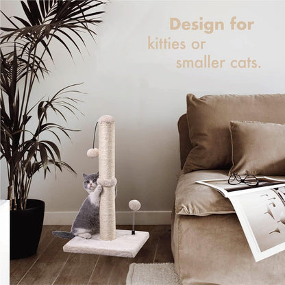 MECOOL Cat Scratching Post Premium Basics Kitten Scratcher Sisal Scratch Posts with Hanging Ball 22In for Kittens or Smaller Cats (22 Inches for Kitten, Beige)5