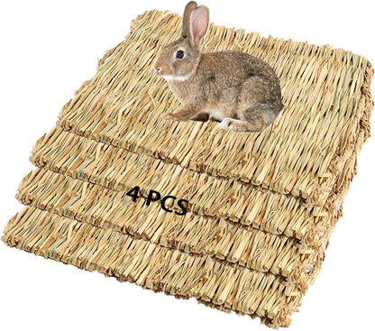 PINVNBY 6 Pack Rabbit Grass Mat,Bunny Natural Straw Woven Bed,Small Animal Cages Hay Nest Sleeping,Chewing,Nesting and Toys for Rabbits Guinea Pig Hamster Hedgehog and Squirrel Bed Mat9