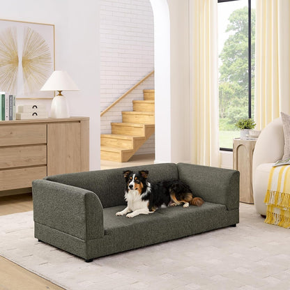 Oversized Dog Sofa Couch for Medium & Large Dogs, Modern Pet Couch Bed with Backrest & Armrests, Supportive Foam Cushion, Linen Fabric Dog Couch10