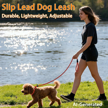 FOVRLZSE Upgraded Dog Slip Lead (3-Pack) Adjustable Nylon Lead for Dogs (Red/Black/Blue), Training Aid, Eco-Friendly Cotton Lining, Integrated Plastic Buckle,5