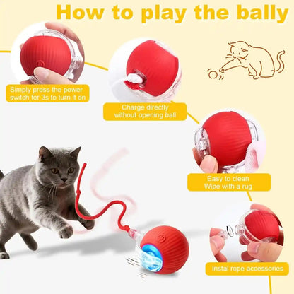 2-Pack USB Rechargeable Smart Cat Toy Ball, 360° Rotation Automatic Moving Chase Toy, Obstacle Avoidance Interactive Play with 4 Spiral Springs, Enrichment Toys for Indoor Cats, Puppies & Small Dogs8