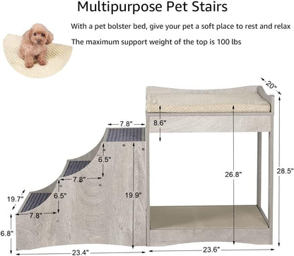 Unipaws Pet Bunk Bed with Removable Step for Dog and Cat, Window Perch Seat | Multi-Level Bed with Cushion and Cat Scratch Pad, Indoor Use, Grey5