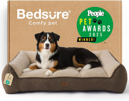 Bedsure Supportmax™ XL Orthopedic Dog Beds Large Sized Dog - Extra Thick Supportive Dogs Couch with Waterproof Washable Cover, Extra Large Comfort Pet Sofa with Soft Sherpa & Nonskid Bottom, Grey, 42"23