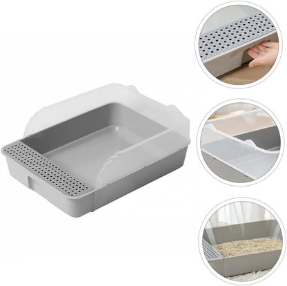 ERINGOGO Semi-Closed Cat Litter Box Potty with Detachable Anti-Splash Durable Pan Small Gray for Kitten Toilet and Cat Housebreaking8