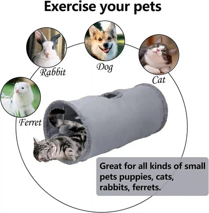 Cat Tunnel, Durable Suede Collapsible Cat Play Tube Toys with Play Ball, Indoor Cat Tunnel for Cat, Puppy, Kitty, Kitten, Rabbit (Small)5