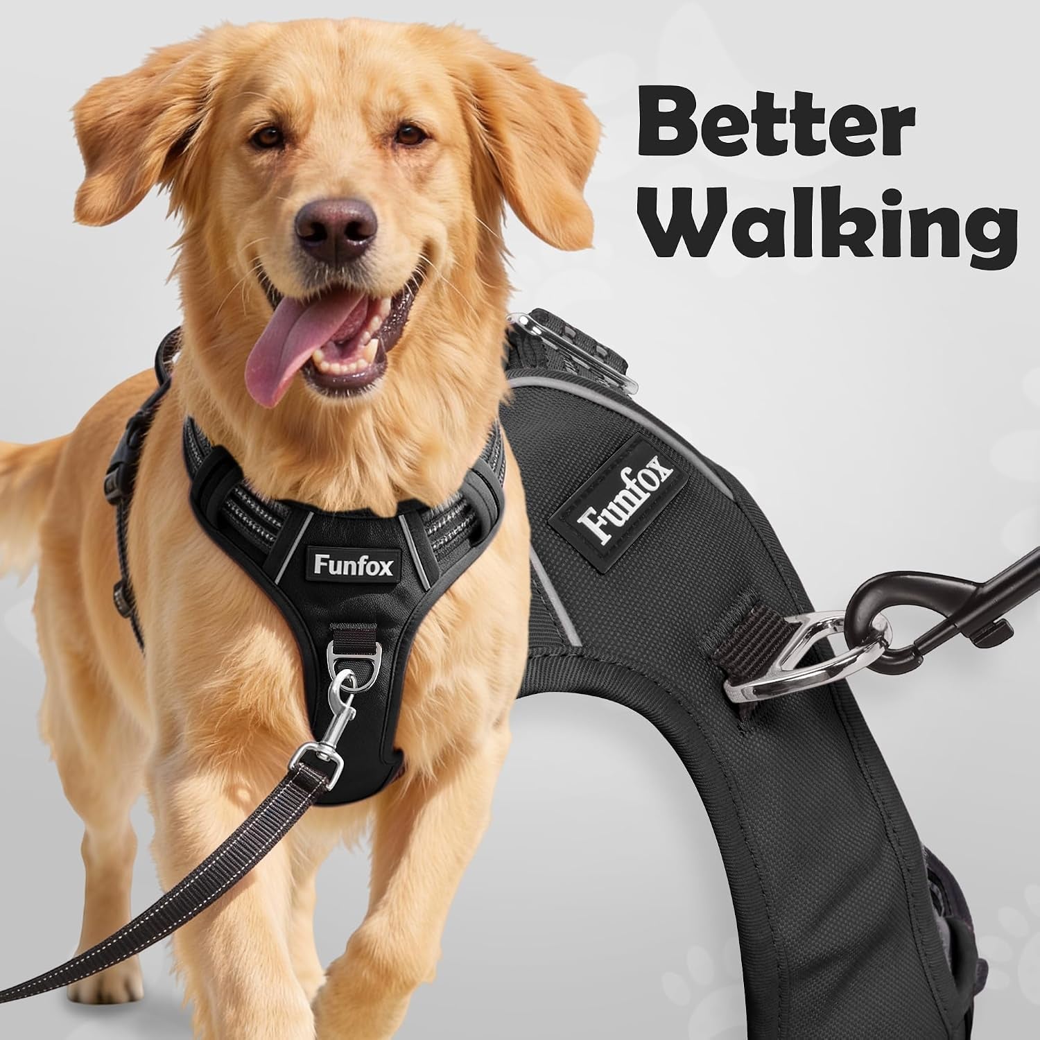 funfox-dog-harness-medium-sized-dog-vertical-handle-easy-control-no-pull-pet-vest-adjustable-with-2-leash-clips-soft-material-reflective-safe-night-walking-for-small-medium-large-breed-black-m