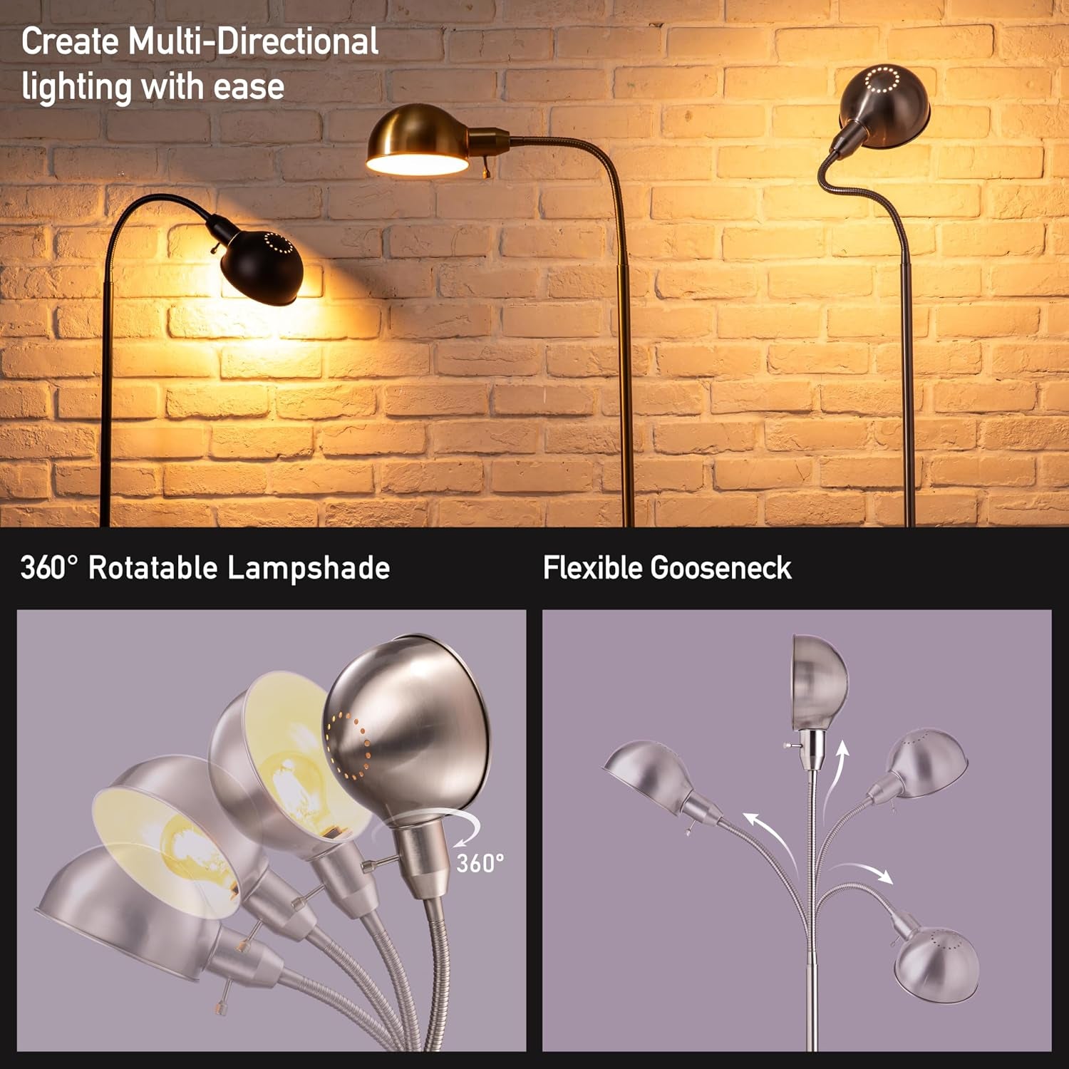 adjustable-floor-lamp-with-flexible-gooseneck-and-rotatable-shade-e26-socket-10-inch-base-ideal-for-reading-bedside-living-room-brushed-nickel