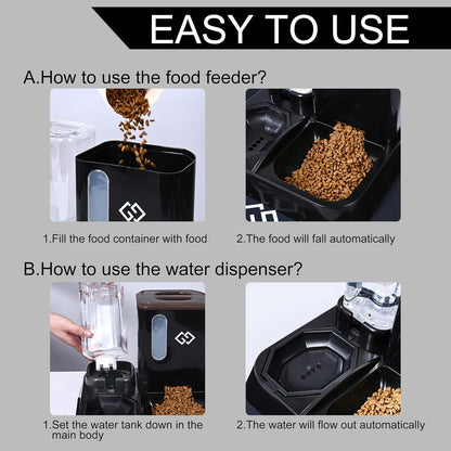 Gravity Cat Feeder & Automatic Water Dispenser – 3-In-1 Cat Feeding Station with Absorbent Feeding Mat, Spill-Proof Automatic Cat Feeder for Indoor Cats, Small Dogs & Multi-Pet Homes3