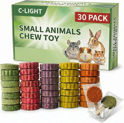 C-LIGHT Guinea Pig Chew Toys, Rotating Spinner + 8 Pcs Timothy, 5 Viggies | Hay for Teeth Grind & Digestion, Rust-Proof Aluminum Toy, for Rabbit, Bunny, Chinchilla, Hamster Dental Health (Sliver)10