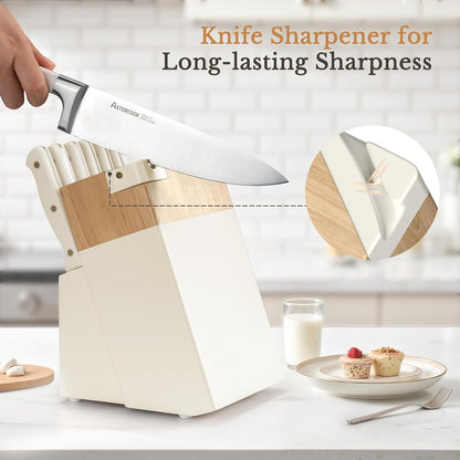 21 Pcs Pots and Pans Set Non Stick with 14-Piece Full Tang Kitchen Knife Set with Block Sharpener9