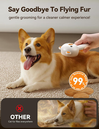Pet Steam Brush for Dogs & Cats, Brushes for Indoor Cats with Release Button, Undercoat Removal Grooming Brush, Dual Spray USB Rechargeable, Dog Brush for Shedding for All Long- and Short-Haired Pets3