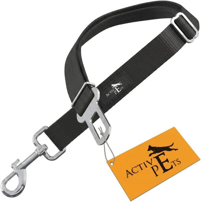 Active Pets Black Car Seat Belt for Dogs, Attaches to Harness & Collar, Adjustable 18" - 24" Travel Restraint System Fits Small - Large Pups for Safety & Comfort, Essential Pet Supplies & Accessories1