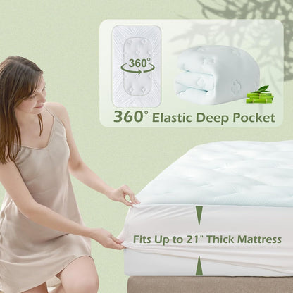Twin XL Mattress Topper College Dorm Memory Foam Soft Mattress Pad | Twin XL Mattress Topper Viscose Derived from Bamboo, Twin XL Bed Mattress Pad Cover for Back Pain Relief, 39" X 80", White5