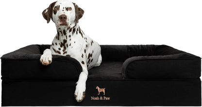 NOAH & PAW Large Dog Bed, 35X25X11 Inch, Orthopedic Dog Beds, Eggshell Memory Foam Infused with Cooling Gel, Inner Cover, Water Resistant, Machine Washable (Faux Leather)16