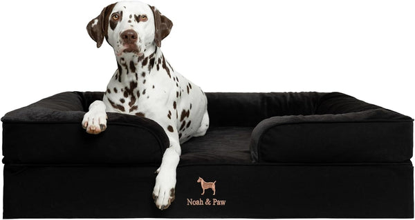 NOAH & PAW Large Dog Bed, 35X25X11 Inch, Orthopedic Dog Beds, Eggshell Memory Foam Infused with Cooling Gel, Inner Cover, Water Resistant, Machine Washable (Faux Leather)16