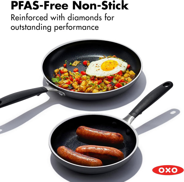 OXO Nonstick 8” and 10” Frying Pan Set, Pfas-Free Ceramic Skillets, Dishwasher & Oven Safe, Stay-Cool Silicone Handle2