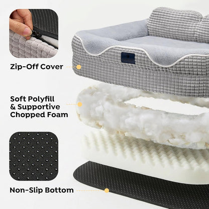 Veehoo Square Dog Bed Medium Size Dog, Orthopedic Dog Bed Couch Sofa, 36" | Washable & Medium Dog Bed for Indoor, Egg-Crate Memory Foam Dog Bed with Sides, Removable Cover, High Back Non-Slip Bottom6