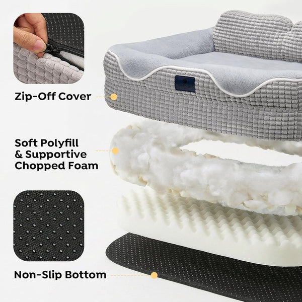 Veehoo Square Dog Bed Medium Size Dog, Orthopedic Dog Bed Couch Sofa, 36" | Washable & Medium Dog Bed for Indoor, Egg-Crate Memory Foam Dog Bed with Sides, Removable Cover, High Back Non-Slip Bottom6