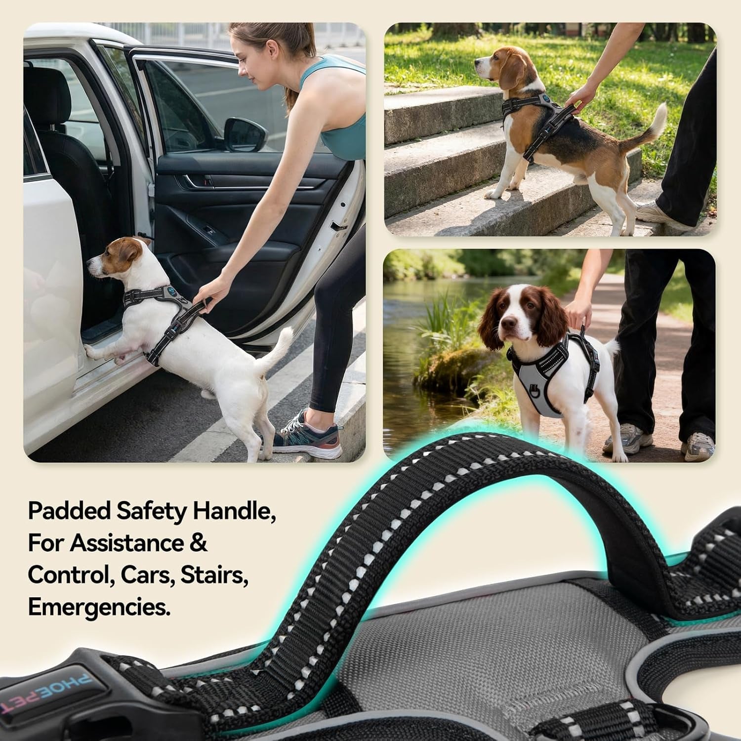 phoepet-no-pull-dog-harness-medium-reflective-front-clip-vest-with-handle-adjustable-2-metal-rings-2-bucklesm-grey