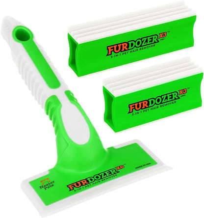 Furdozer Pet Hair Remover & Auto Detailing Tools - Cat & Dog Hair Remover for Carpets, Car Interiors, Couches, Bedding, & Pet Furniture (Green, (2 Pack) - X3 PRO)12