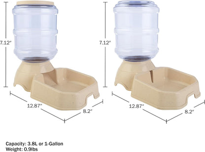 Automatic Cat Feeder and Water Dispenser - 2-Pack 3.8L/1G Dog Food and Water Bowl - Gravity Automatic Water Dispenser for Dogs and Cats by PETMAKER3