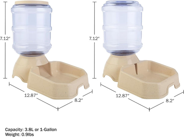 Automatic Cat Feeder and Water Dispenser - 2-Pack 3.8L/1G Dog Food and Water Bowl - Gravity Automatic Water Dispenser for Dogs and Cats by PETMAKER3