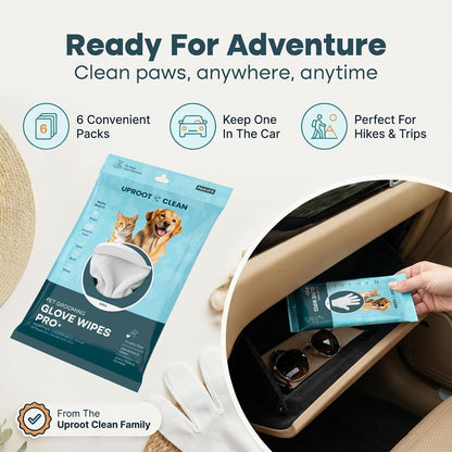 Uproot Clean Pet Grooming Gloves: Deodorizing & Grooming, 1-Month Supply | Extra-Thick Cat & Dog Wipe for Clean Paws, Eyes, Ears, Butt & Body, Lick-Safe. Mess-Free - Removing Tough Dirt, Odor, Oils6