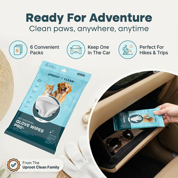 Uproot Clean Pet Grooming Gloves: Deodorizing & Grooming, 1-Month Supply | Extra-Thick Cat & Dog Wipe for Clean Paws, Eyes, Ears, Butt & Body, Lick-Safe. Mess-Free - Removing Tough Dirt, Odor, Oils6