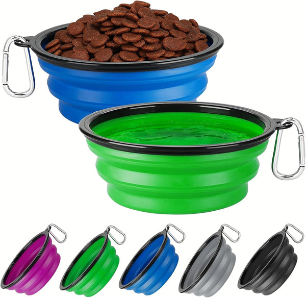 Collapsible Dog Bowl Large 34Oz, Travel Dog Water Bowl Portable | 2 Pack, 2 Carabiner Clips, Silicone Travel Dog Bowl Foldable, Feeding Watering Dish Bowl, for Parking, Walking, Camping14