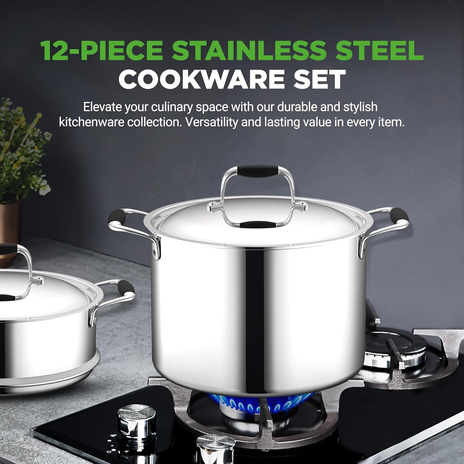 12-piece-stainless-steel-kitchenware-pots-pans-set-clad-kitchen-cookware-w-silicone-grip-handles-fry-pan-interior-coated-w-prestige-ceramic-non-stick-coating-stylish-kitchen-cookware