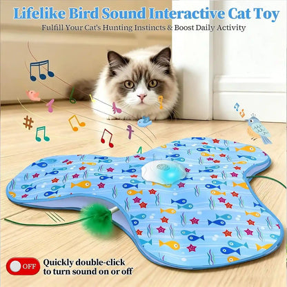 Interactive Cat Toys for Indoor Cats, Automatic Hide and Seek Motion-Activated Cat Toy with Moving Feather & Animal Chirps, USB Rechargeable Electric Cat Enrichment Toy for Bored Adult Cats & Kittens5