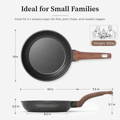 10 Inch Granite Nonstick Frying Pan, Induction Ready, Non-Toxic | PFOA/PFOS Free Scratch Resistant with Stay-Cool Handle Omelette Pan for All Stovetops6