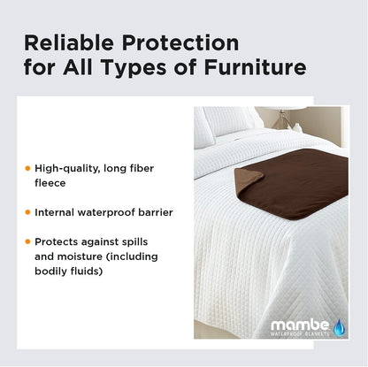 Silky Waterproof Throw for Protecting Furniture Bed Couch from Stains Caused by Dogs, Cats, Incontinence. Soft, Washable, Reversible (Size Small 2Pack 30X35 Inches, Color Chocolate/Cappuccino)3