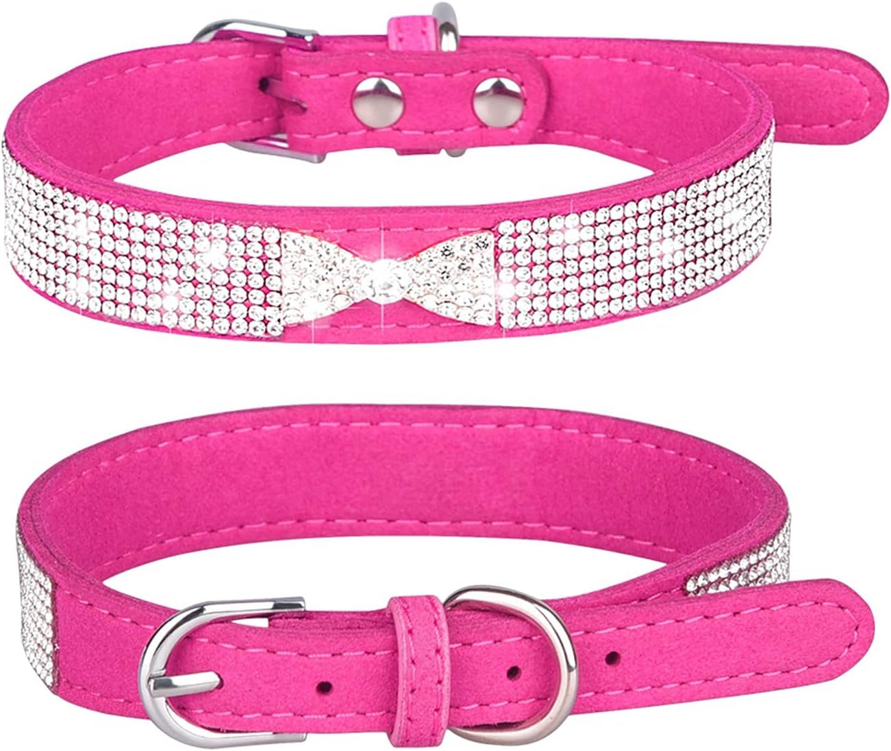 rhinestone-dog-collar-cute-dazzling-sparkling-soft-suede-leather-adjustable-pet-dog-cat-collar-crystal-diamond-for-puppy-small-medium-large-dogs-xs-21-26cm-hot-pink-3