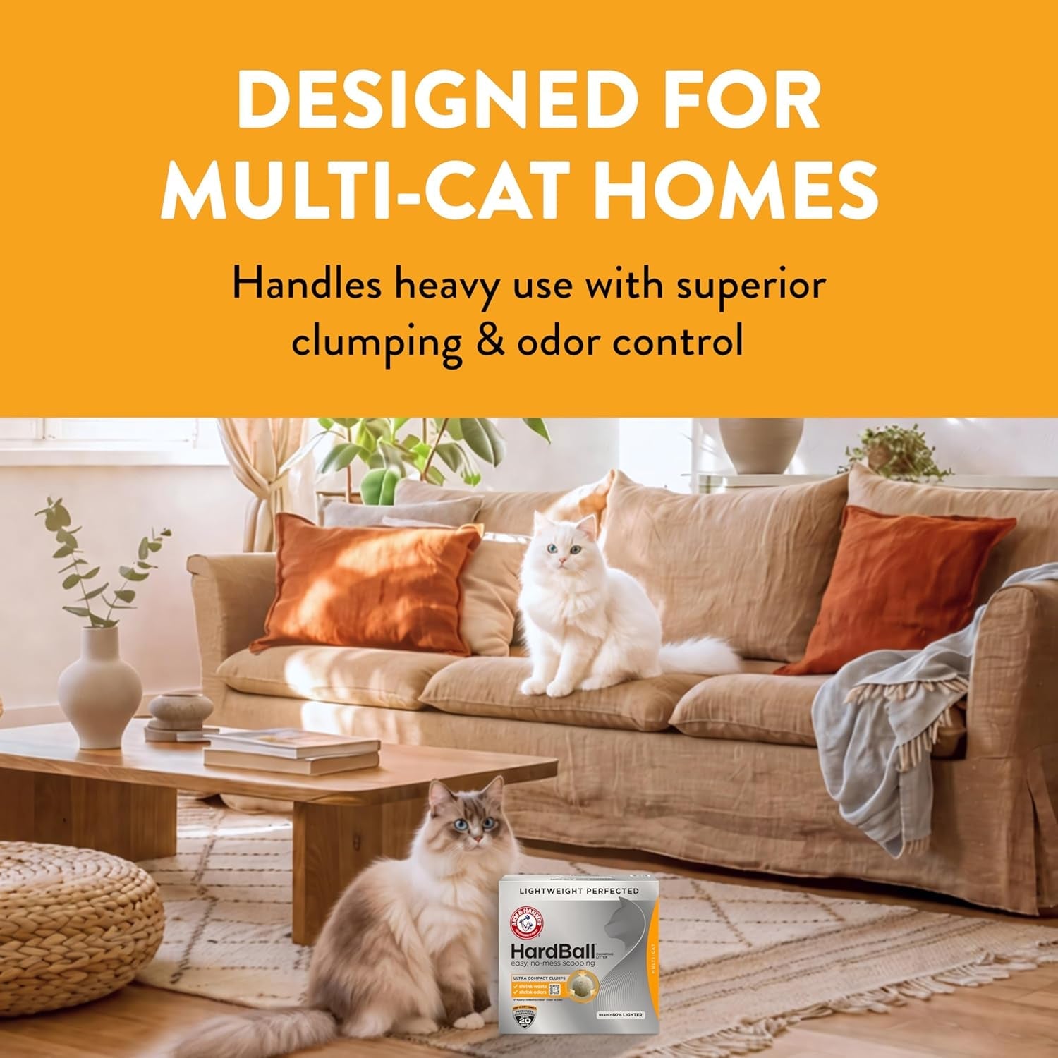arm-hammer-hardball-clumping-cat-litter-garden-bloom-14-5-lbs-lightweight-5-in-1-24-7-odor-control-easy-clean-up-non-clay-formula-99-9-dust-free-multi-cat
