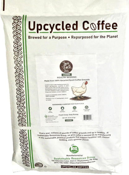 Javaearth® Coffee Bedding for Chickens - Loose Upcycled Coffee Grounds Poultry Litter for Coops & Brooders, Natural Clumping & Odor Control, 20 Lbs1